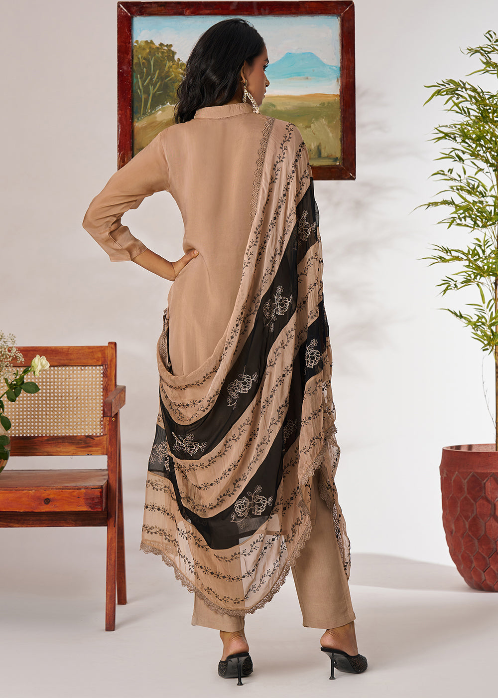 Buy Now Beige Organza Embroidered Pant Style Salwar Suit Online in US, UK, Canada, Germany, Italy, France, Austria, Denmark, Australia & Worldwide at Empress.