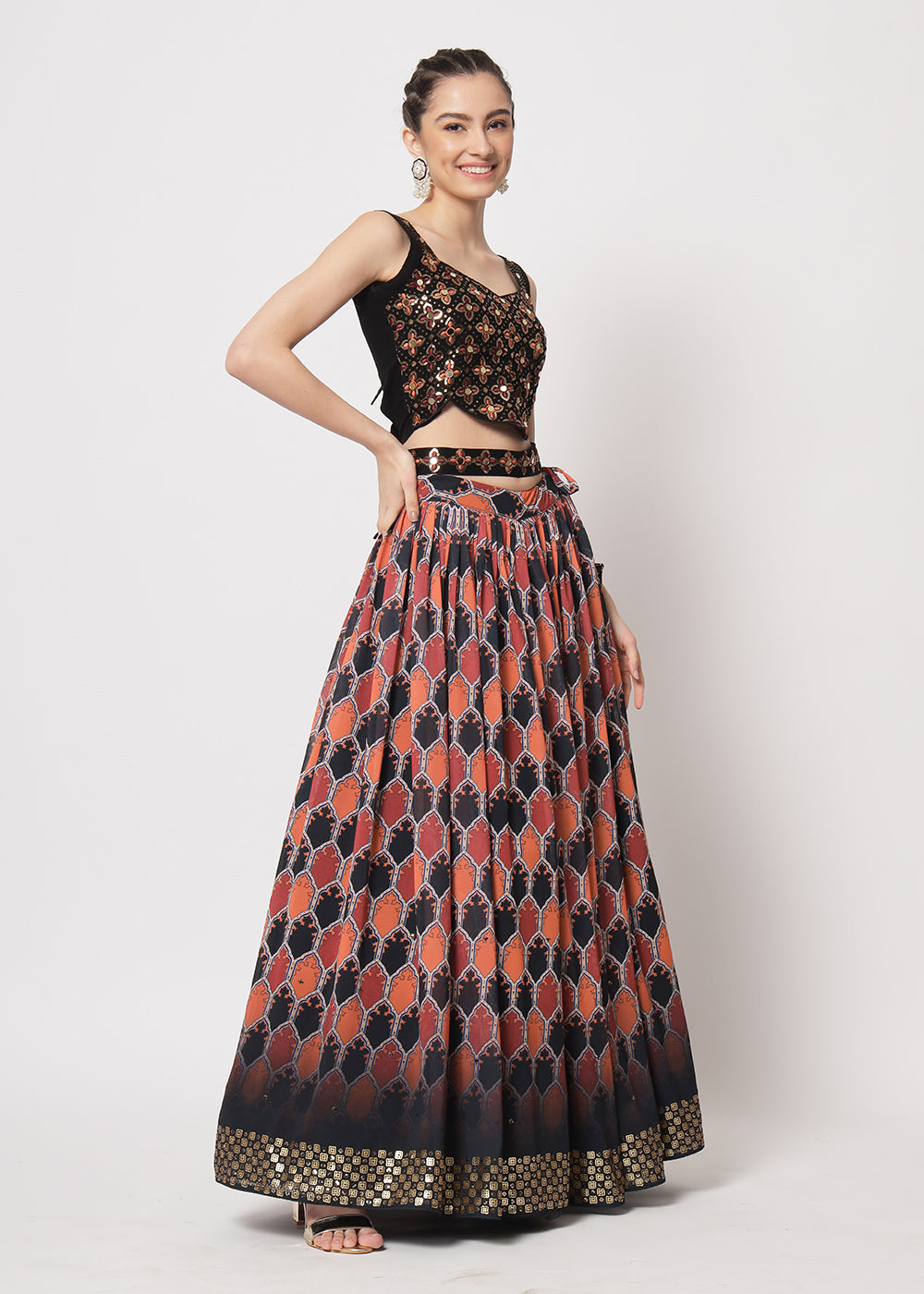 Buy Now Georgette Black Sequins & Printed Wedding Party Lehenga Choli Online in USA, UK, Canada & Worldwide at Empress Clothing. 