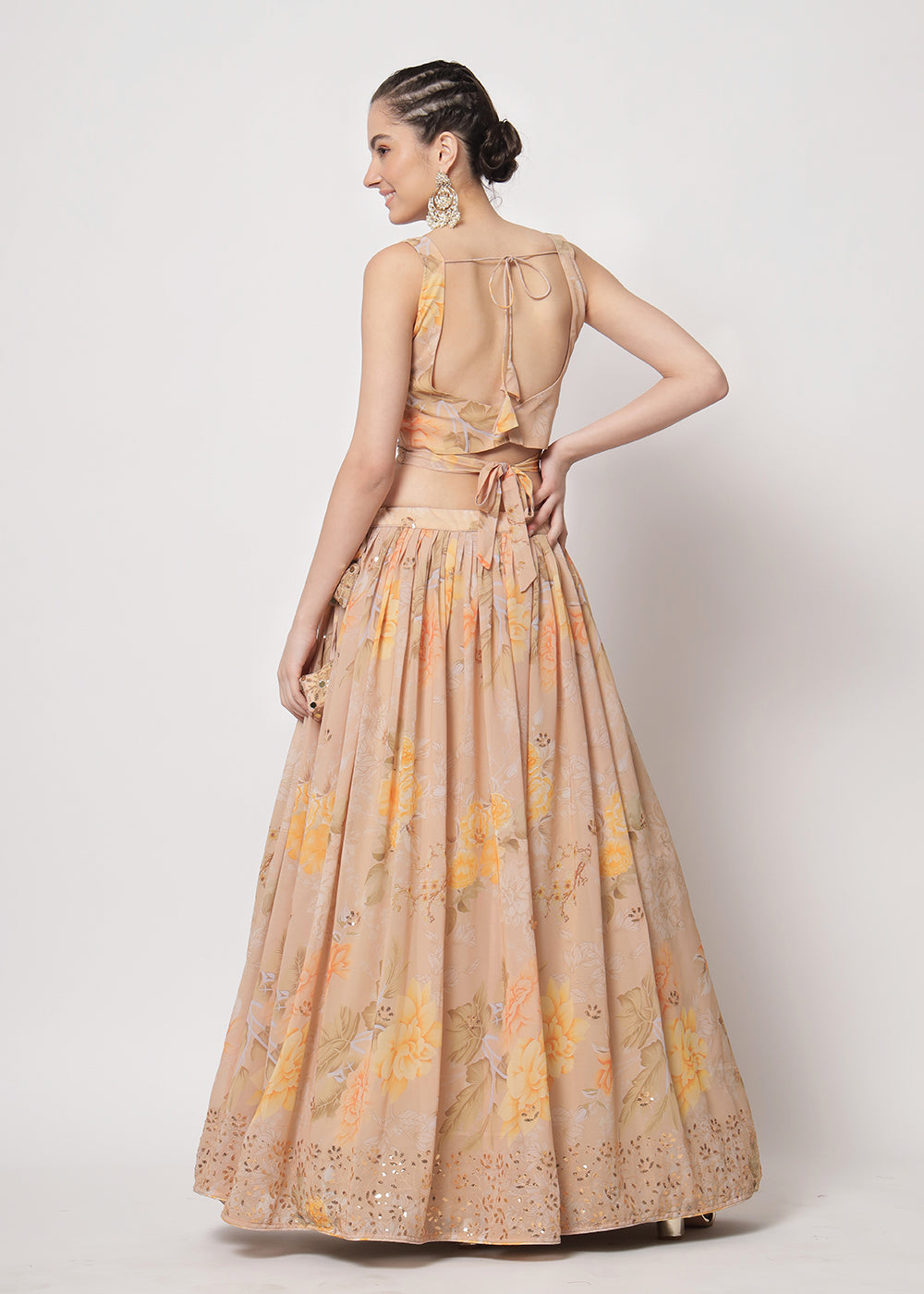 Buy Now Georgette Beige Sequins & Printed Wedding Party Lehenga Choli Online in USA, UK, Canada & Worldwide at Empress Clothing. 