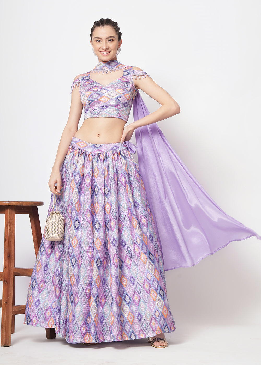 Buy Now Chinon Silk Lavender Sequins & Printed Wedding Party Lehenga Choli Online in USA, UK, Canada & Worldwide at Empress Clothing