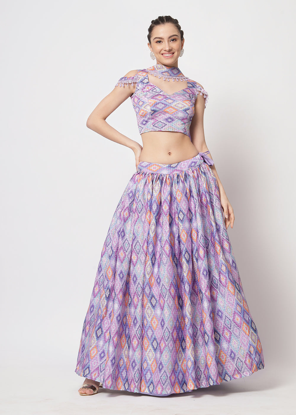 Buy Now Chinon Silk Lavender Sequins & Printed Wedding Party Lehenga Choli Online in USA, UK, Canada & Worldwide at Empress Clothing