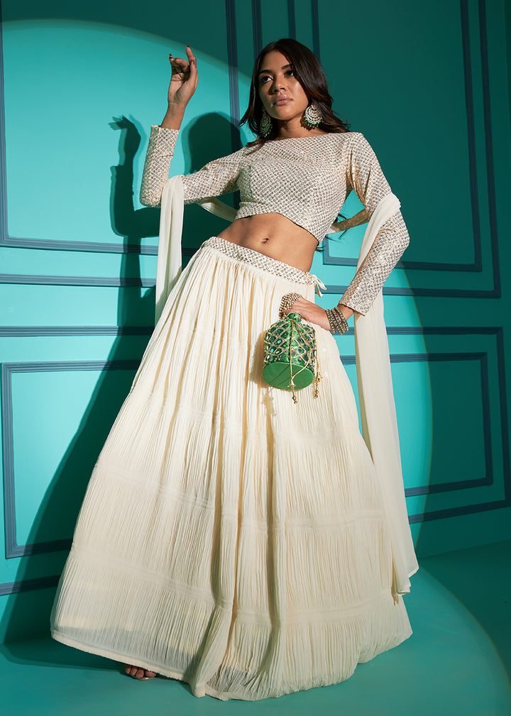 Buy Now Exquisite White Georgette Wedding Party Lehenga Choli Online in USA, UK, Canada & Worldwide at Empress Clothing.