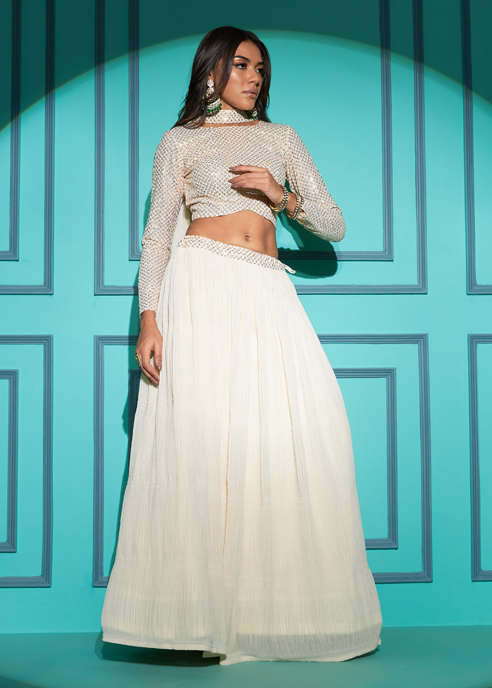 Buy Now Exquisite White Georgette Wedding Party Lehenga Choli Online in USA, UK, Canada & Worldwide at Empress Clothing.