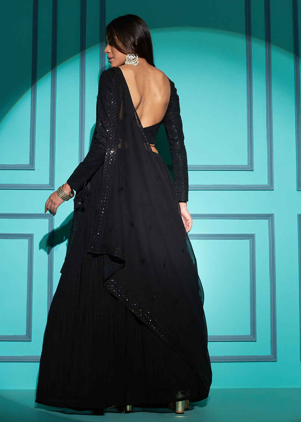 traditional #outfit #black | Simple gowns, Party wear dresses, Designer dresses  indian