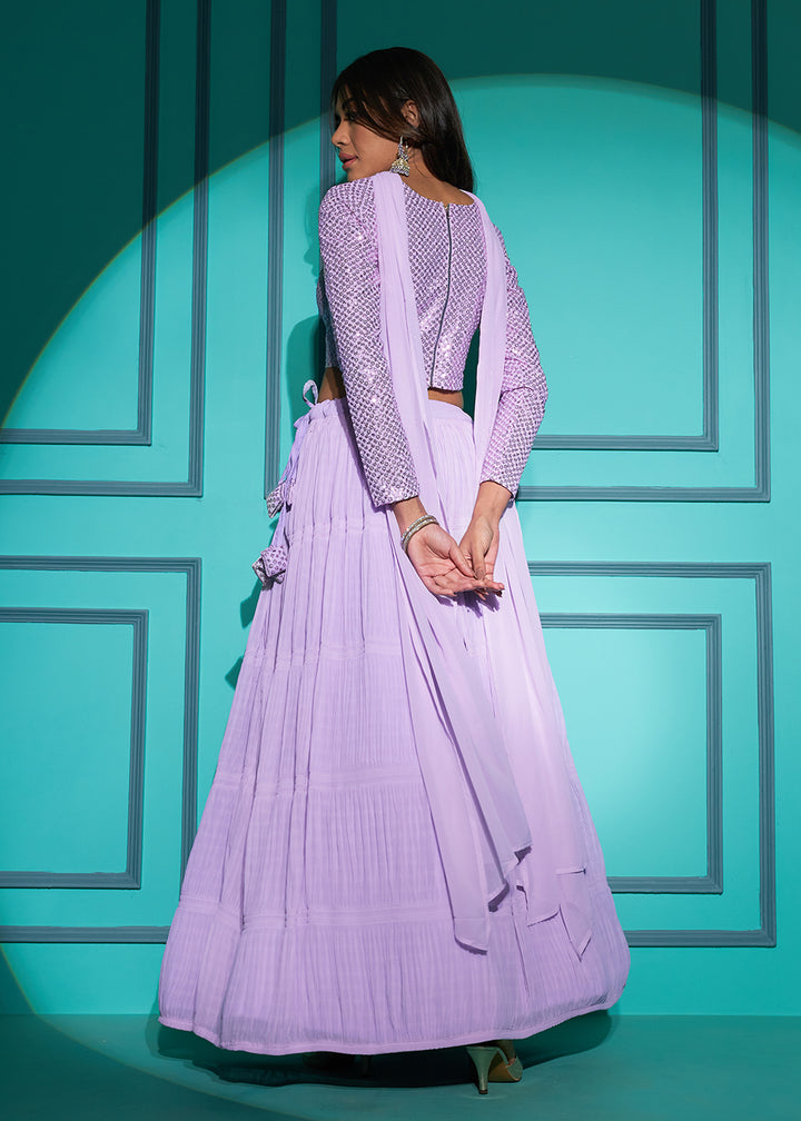 Buy Now Exquisite Lavender Georgette Wedding Party Lehenga Choli Online in USA, UK, Canada & Worldwide at Empress Clothing. 