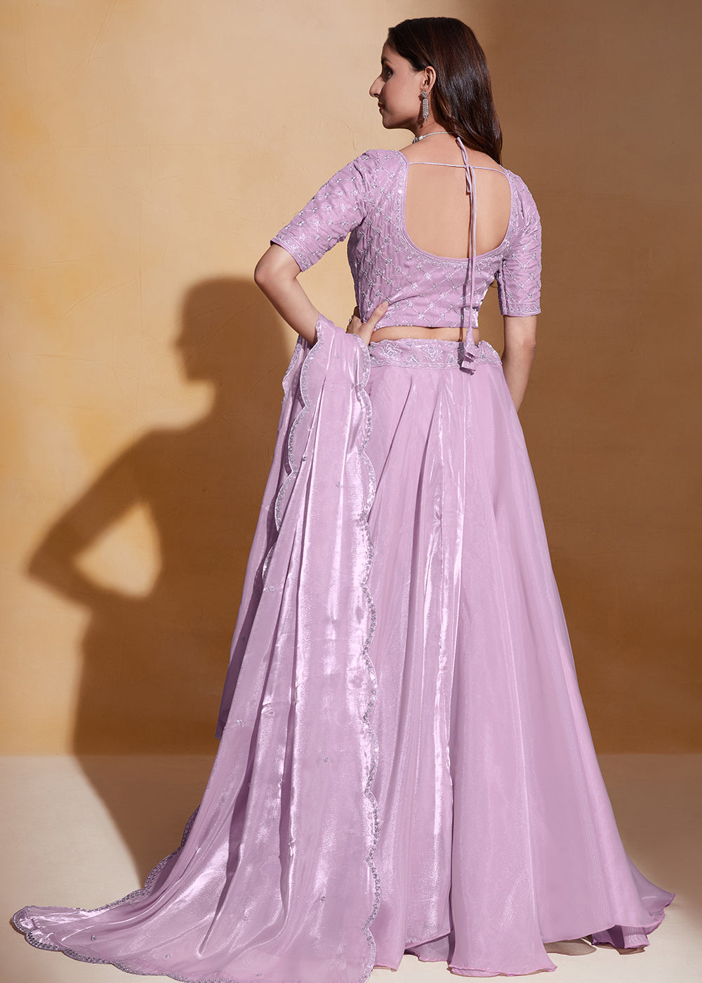 Buy Now Light Purple Organza Silk A Line Festive Party Lehenga Choli Online in USA, UK, Canada & Worldwide at Empress Clothing.