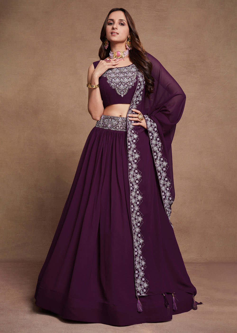 Buy Now Blooming Georgette Purple Embroidered Festive Lehenga Choli Online in USA, UK, Canada & Worldwide at Empress Clothing. 