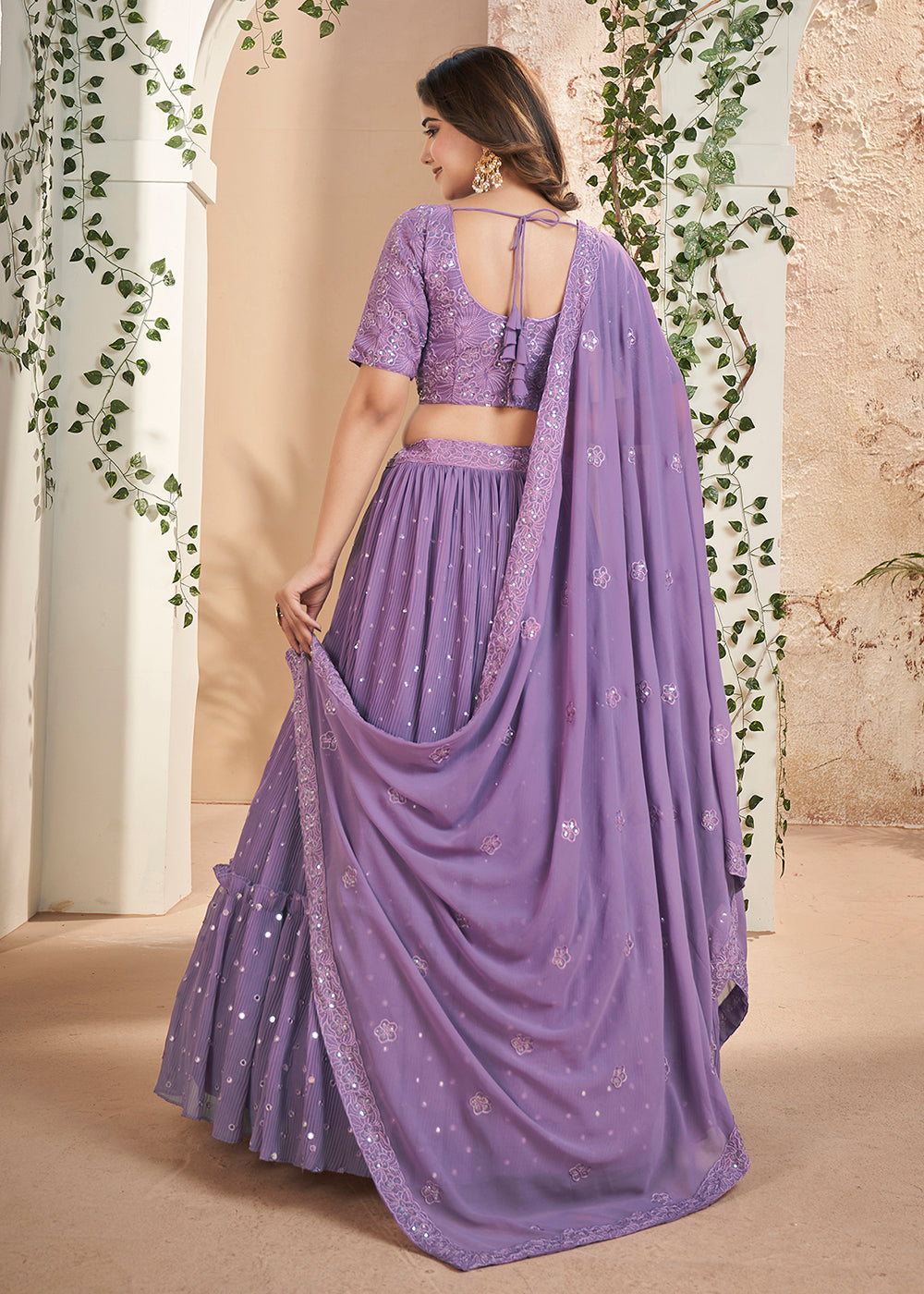 Buy Now Purple Thread & Sequins Wedding Party Lehenga Choli Online in USA, UK, Canada & Worldwide at Empress Clothing.