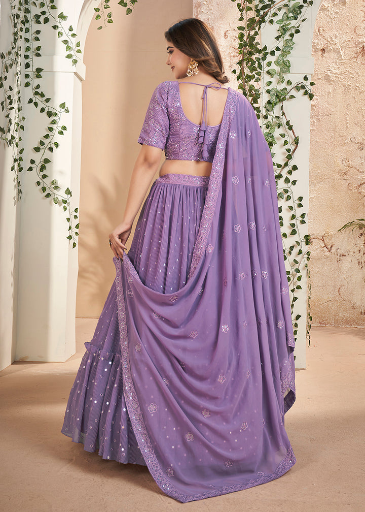 Buy Now Purple Thread & Sequins Wedding Party Lehenga Choli Online in USA, UK, Canada & Worldwide at Empress Clothing.