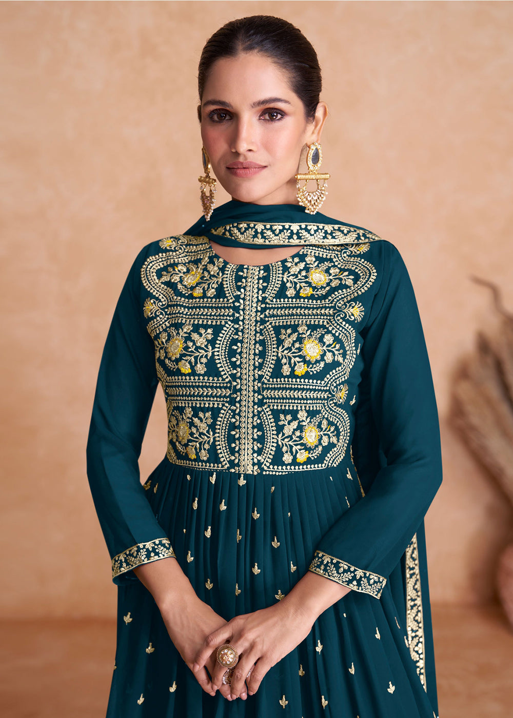 Buy Now Prussian Blue Wedding Embroidered Multicolor Palazzo Salwar Suit Online in USA, UK, Canada, Germany, Australia & Worldwide at Empress Clothing.