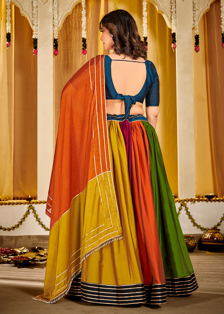 Buy Now Multicolor Gamthi Work Silk Navratri Special Chaniya Choli Online in USA, UK, Canada & Worldwide at Empress Clothing.
