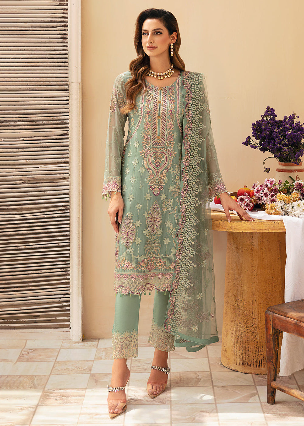 Buy Now Chevron Luxury Chiffon Collection 24 by Ramsha | A-901 Online at Empress in USA, UK, Canada, Germany, Italy, Dubai & Worldwide at Empress Clothing.