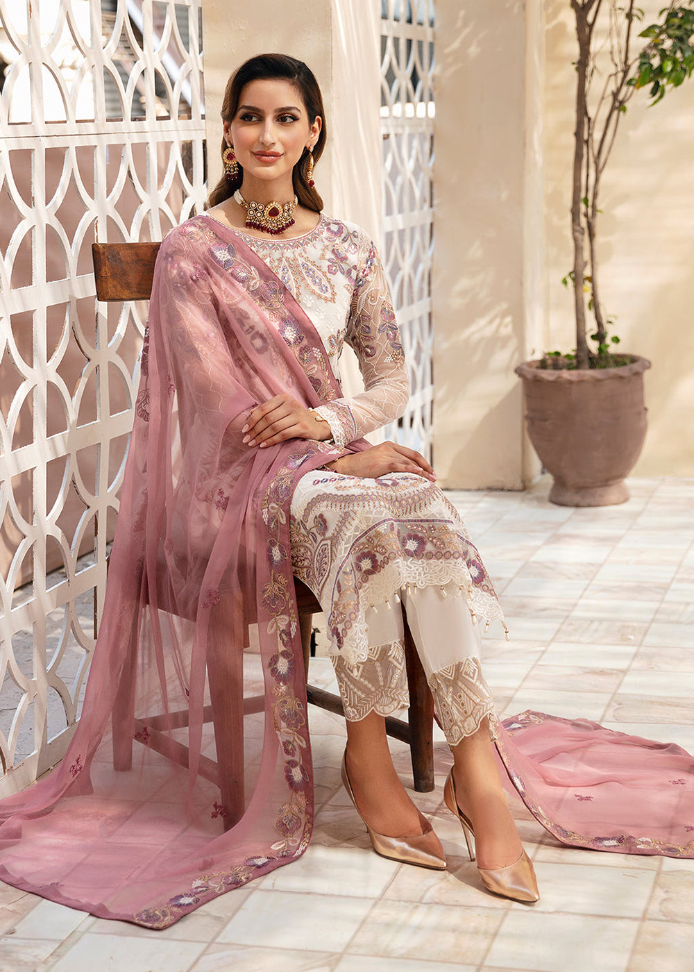 Buy Now Chevron Luxury Chiffon Collection 24 by Ramsha | A-902 Online at Empress in USA, UK, Canada, Germany, Italy, Dubai & Worldwide at Empress Clothing.