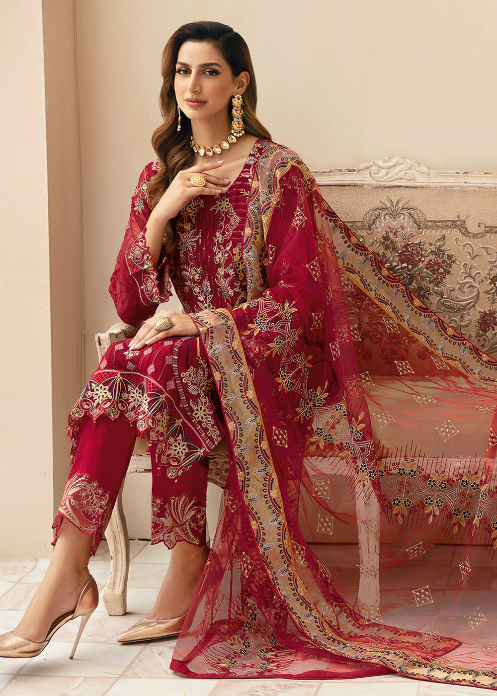 Buy Now Chevron Luxury Chiffon Collection 24 by Ramsha | A-907 Online at Empress in USA, UK, Canada, Germany, Italy, Dubai & Worldwide at Empress Clothing. 