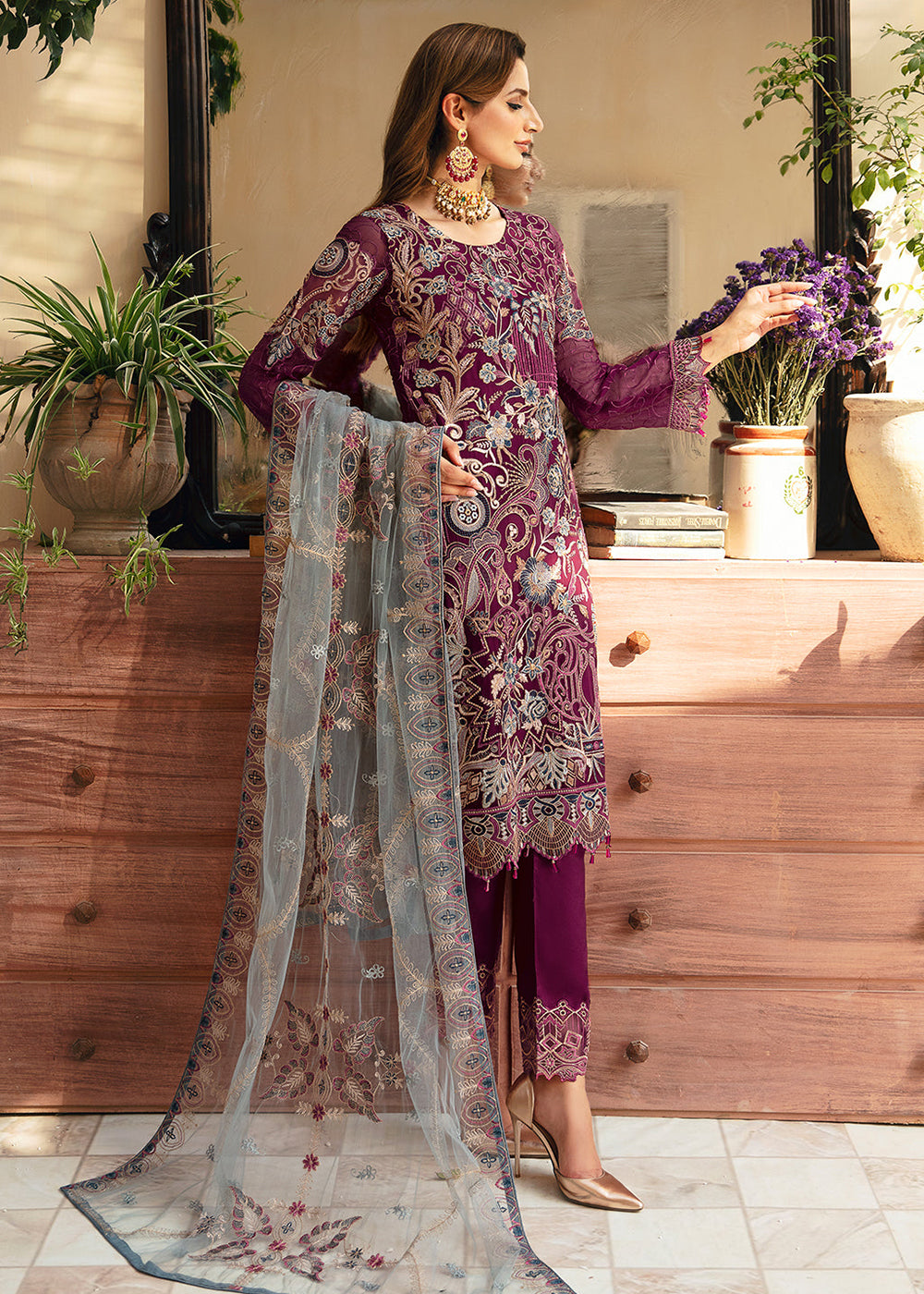 Buy Now Chevron Luxury Chiffon Collection 24 by Ramsha | A-911 Online at Empress in USA, UK, Canada, Germany, Italy, Dubai & Worldwide at Empress Clothing. 