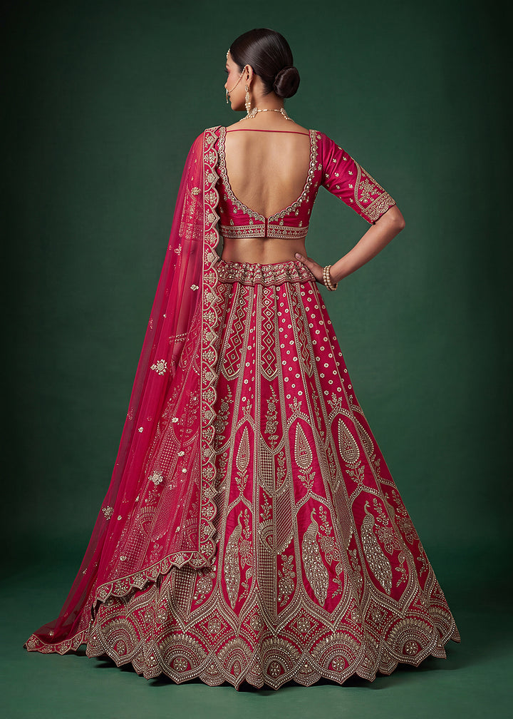 Buy Now Bridal Pink Heavy Embroidered Designer Style Lehenga Choli Online in US, UK, Canada, France, Italy, Germany, Sweden, Denmark, UAE &amp; Worldwide at Empress.