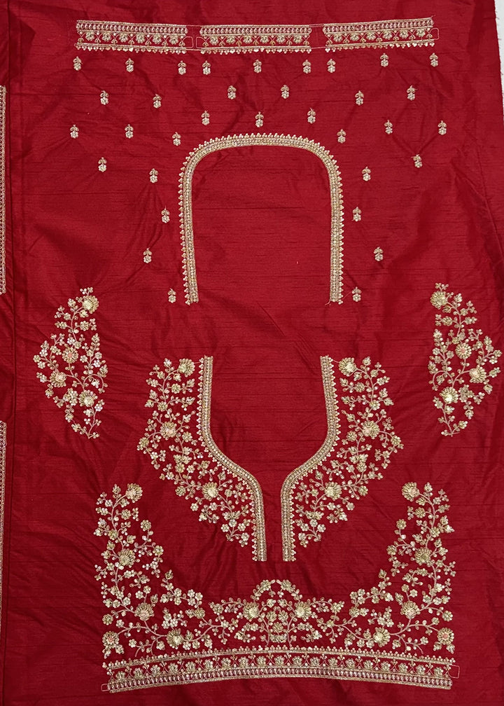 Buy Now Rani Red Bridal Zari Embroidered Designer Lehenga Choli Online in US, UK, Canada, France, Italy, Germany, Sweden, Denmark, UAE &amp; Worldwide at Empress.