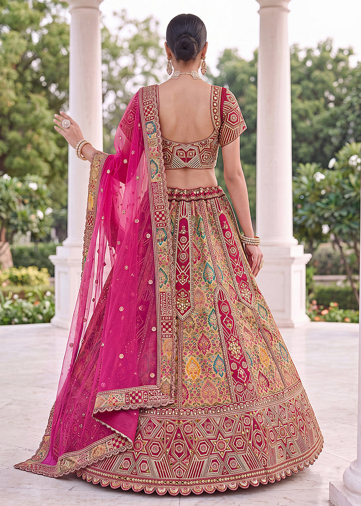 Buy Now Silk Multicolor Multi Threads &amp; Heavy Designer Lehenga Choli Online in US, UK, Canada, France, Italy, Germany, Sweden, Denmark &amp; Worldwide at Empress.