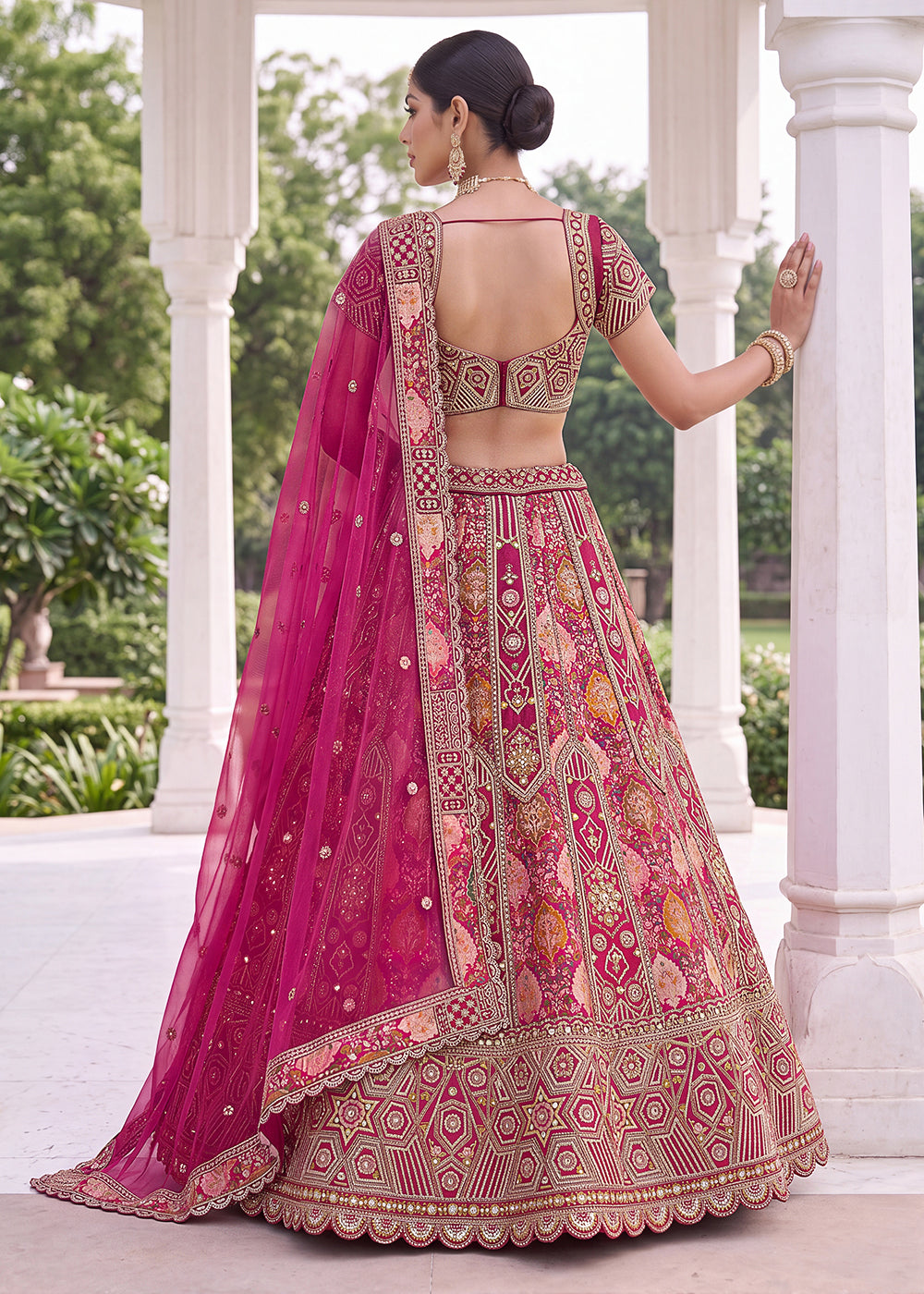 Buy Now Multicolor Silk Multi Threads & Heavy Designer Lehenga Choli Online in US, UK, Canada, France, Italy, Germany, Sweden, Denmark & Worldwide at Empress.