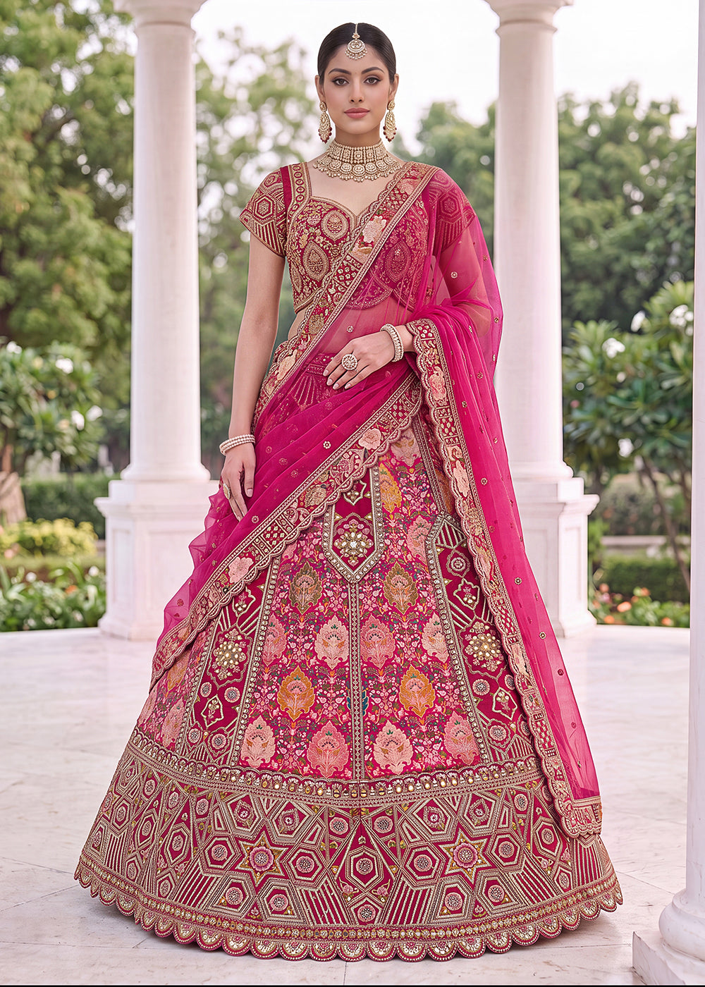 Buy Now Multicolor Silk Multi Threads & Heavy Designer Lehenga Choli Online in US, UK, Canada, France, Italy, Germany, Sweden, Denmark & Worldwide at Empress.