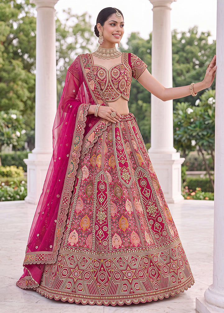 Buy Now Multicolor Silk Multi Threads &amp; Heavy Designer Lehenga Choli Online in US, UK, Canada, France, Italy, Germany, Sweden, Denmark &amp; Worldwide at Empress.