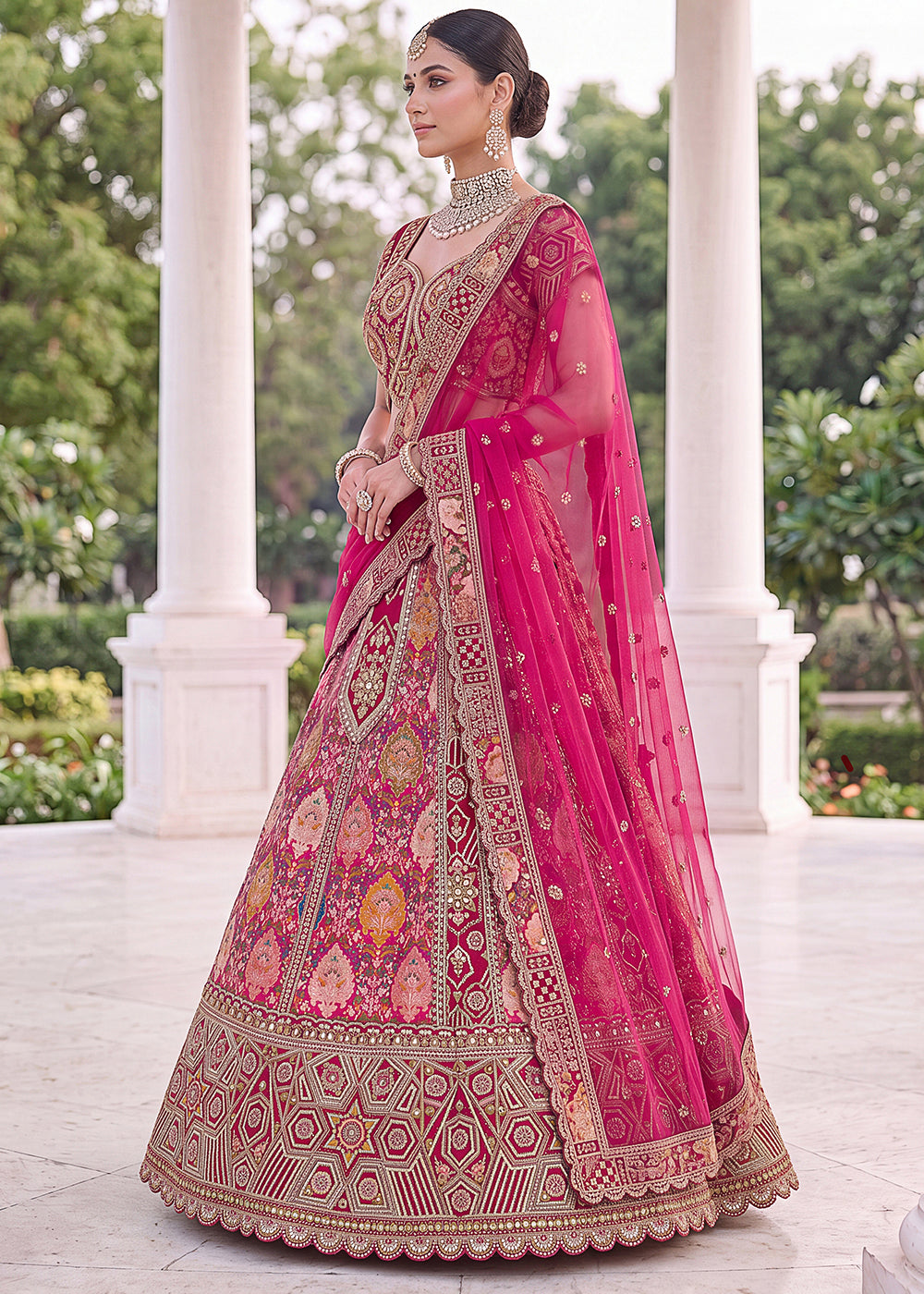 Buy Now Multicolor Silk Multi Threads &amp; Heavy Designer Lehenga Choli Online in US, UK, Canada, France, Italy, Germany, Sweden, Denmark &amp; Worldwide at Empress.