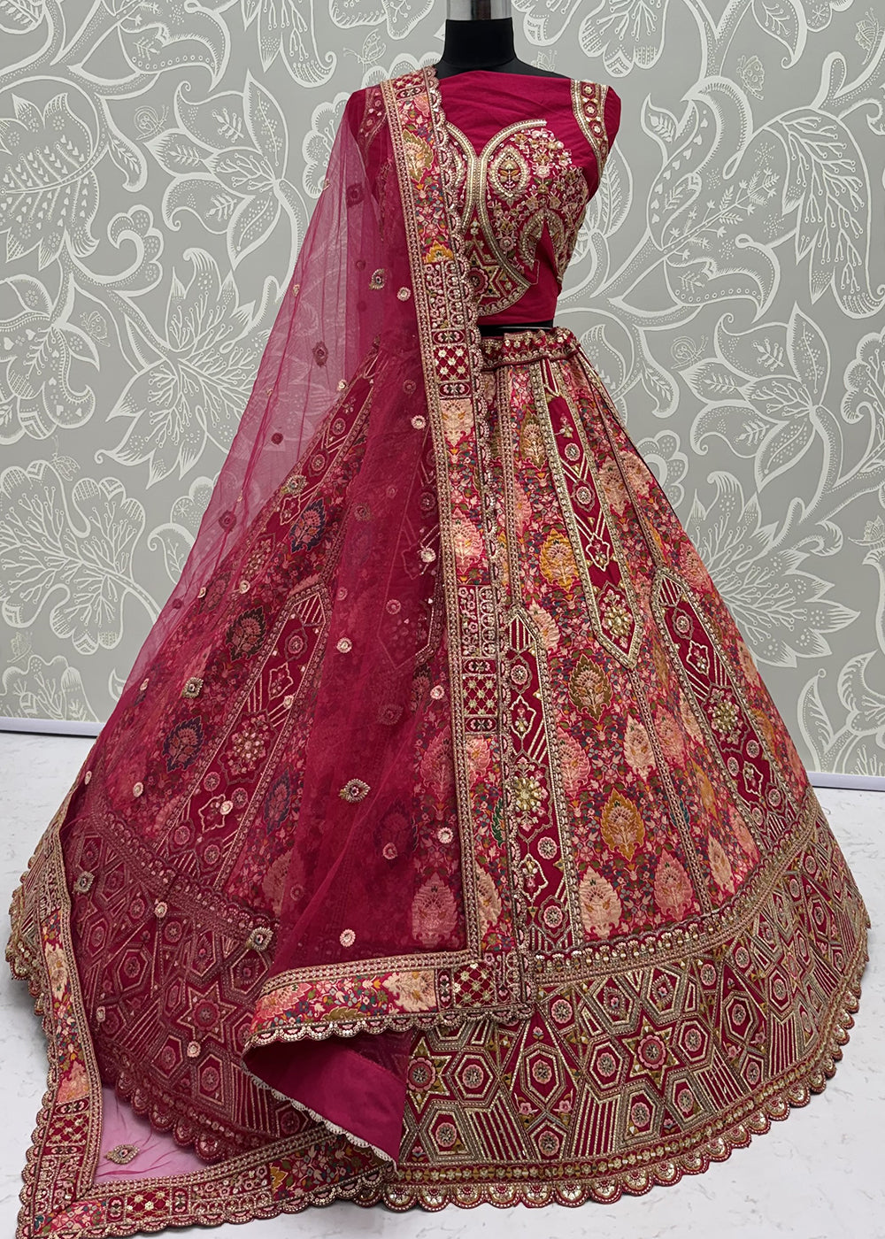 Buy Now Multicolor Silk Multi Threads &amp; Heavy Designer Lehenga Choli Online in US, UK, Canada, France, Italy, Germany, Sweden, Denmark &amp; Worldwide at Empress.