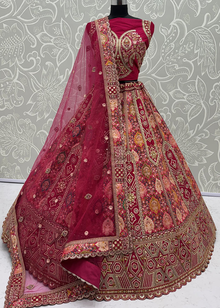 Buy Now Multicolor Silk Multi Threads &amp; Heavy Designer Lehenga Choli Online in US, UK, Canada, France, Italy, Germany, Sweden, Denmark &amp; Worldwide at Empress.