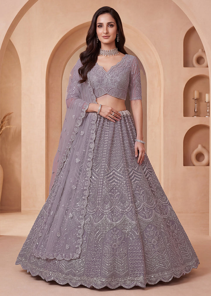 Buy Now Lavender Color Threads &amp; Sequins Designer Lehenga Choli Online in US, UK, Canada, France, Italy, Germany, Sweden, Austria, UAE &amp; Worldwide at Empress.