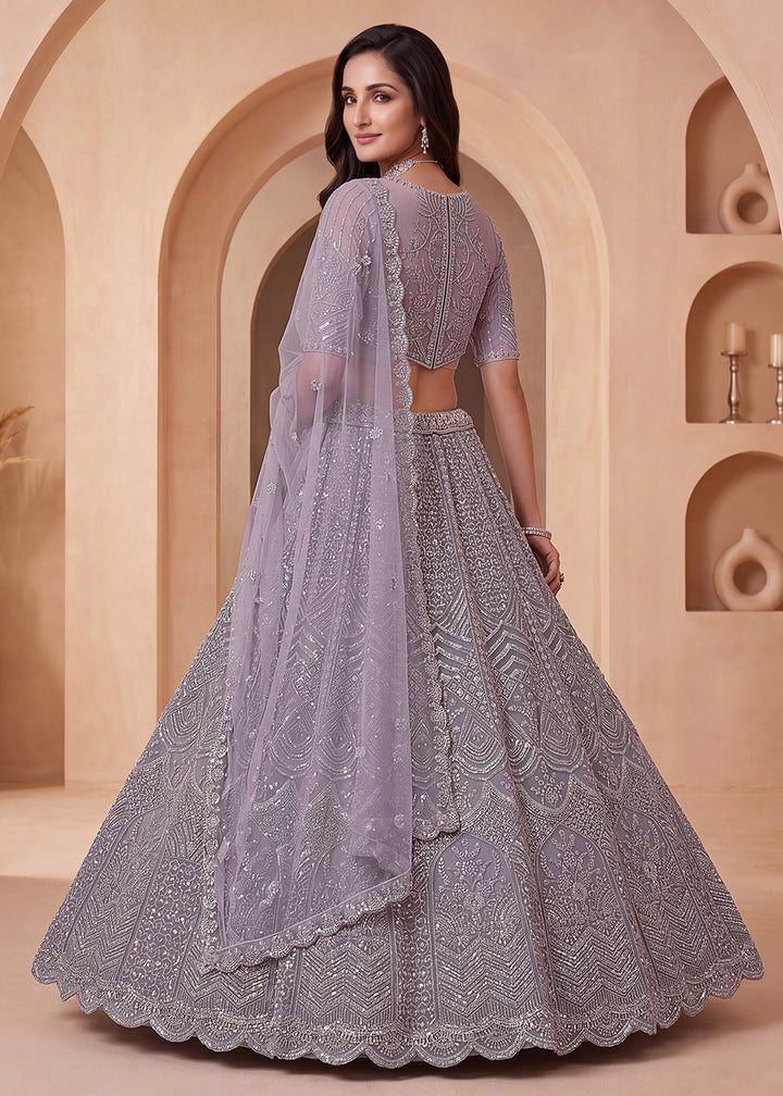 Buy Now Lavender Color Threads &amp; Sequins Designer Lehenga Choli Online in US, UK, Canada, France, Italy, Germany, Sweden, Austria, UAE &amp; Worldwide at Empress.