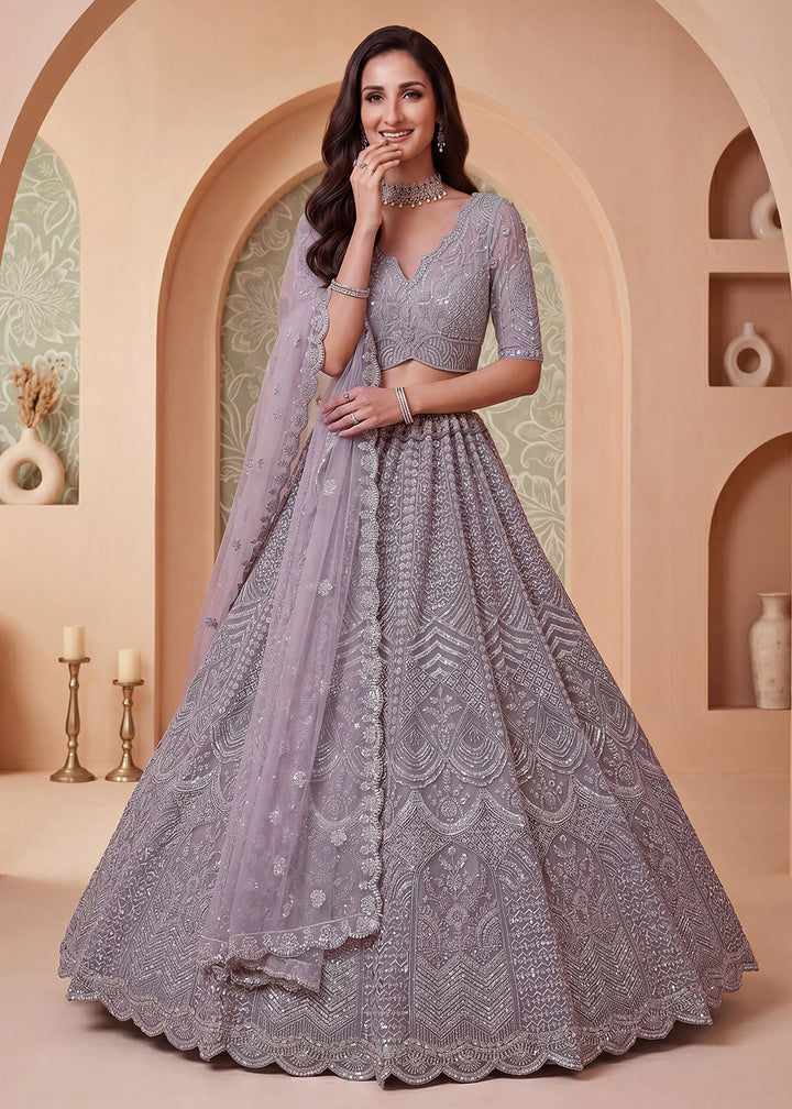 Buy Now Lavender Color Threads &amp; Sequins Designer Lehenga Choli Online in US, UK, Canada, France, Italy, Germany, Sweden, Austria, UAE &amp; Worldwide at Empress.