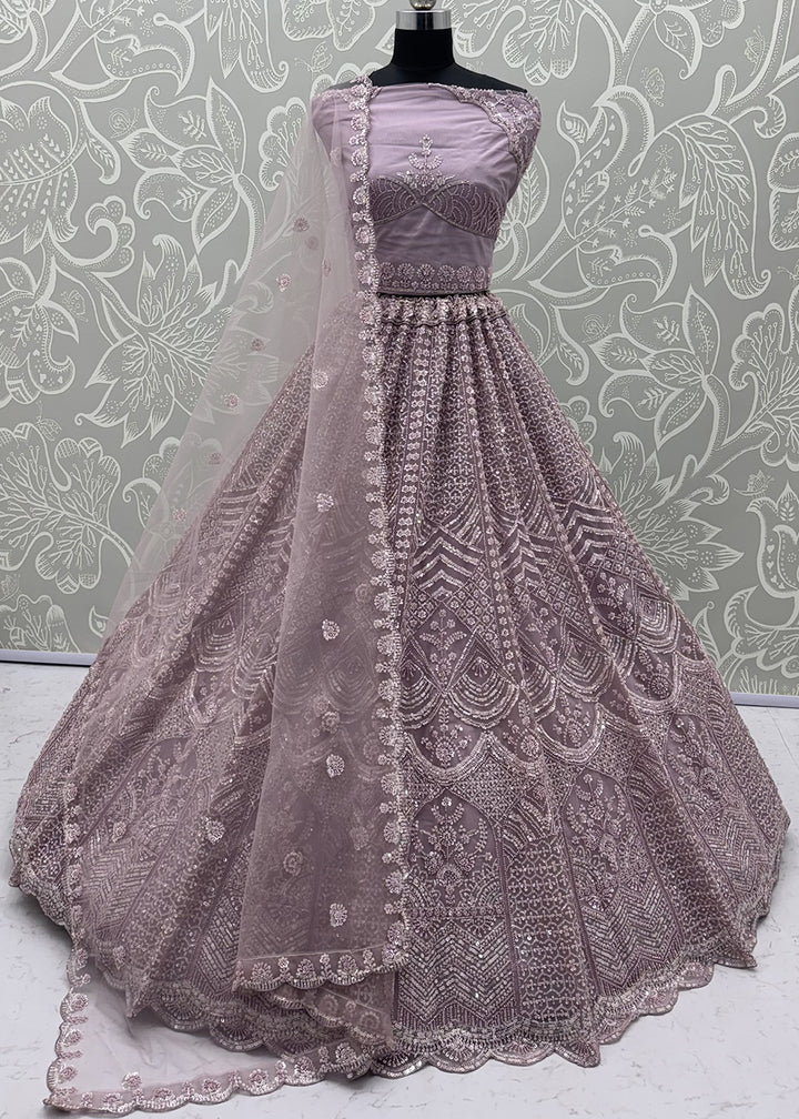 Buy Now Lavender Color Threads &amp; Sequins Designer Lehenga Choli Online in US, UK, Canada, France, Italy, Germany, Sweden, Austria, UAE &amp; Worldwide at Empress.