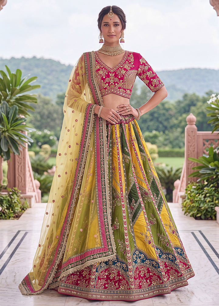 Buy Now Multicolor Premium Heavy Embroidered Bridal Lehanga Choli Online in US, UK, Canada, France, Italy, Germany, Sweden, Austria, UAE &amp; Worldwide at Empress.