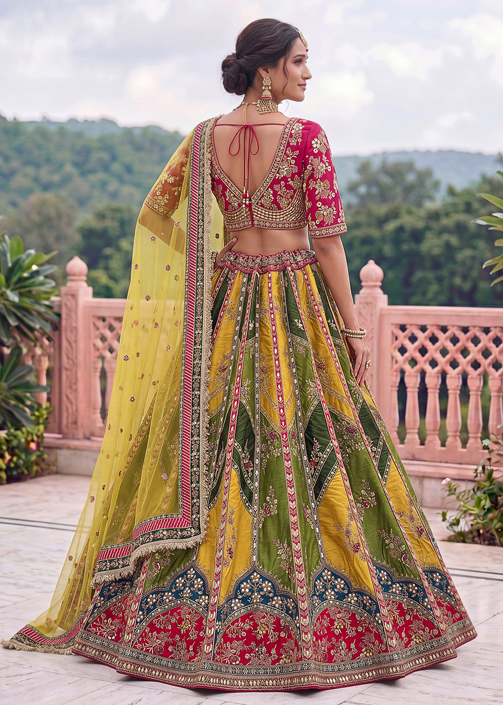 Buy Now Multicolor Premium Heavy Embroidered Bridal Lehanga Choli Online in US, UK, Canada, France, Italy, Germany, Sweden, Austria, UAE &amp; Worldwide at Empress.