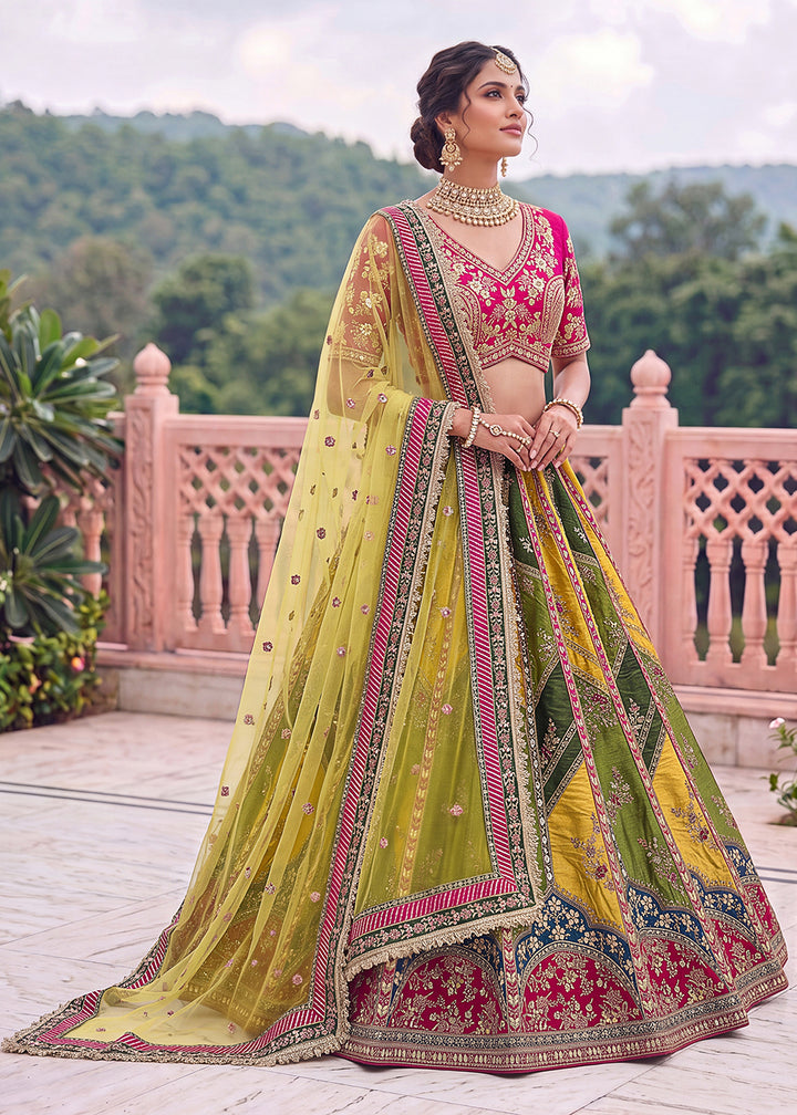 Buy Now Multicolor Premium Heavy Embroidered Bridal Lehanga Choli Online in US, UK, Canada, France, Italy, Germany, Sweden, Austria, UAE &amp; Worldwide at Empress.