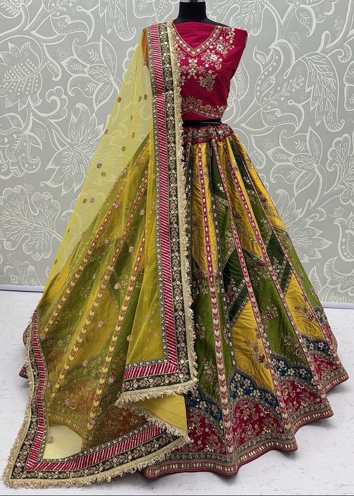Buy Now Multicolor Premium Heavy Embroidered Bridal Lehanga Choli Online in US, UK, Canada, France, Italy, Germany, Sweden, Austria, UAE &amp; Worldwide at Empress.