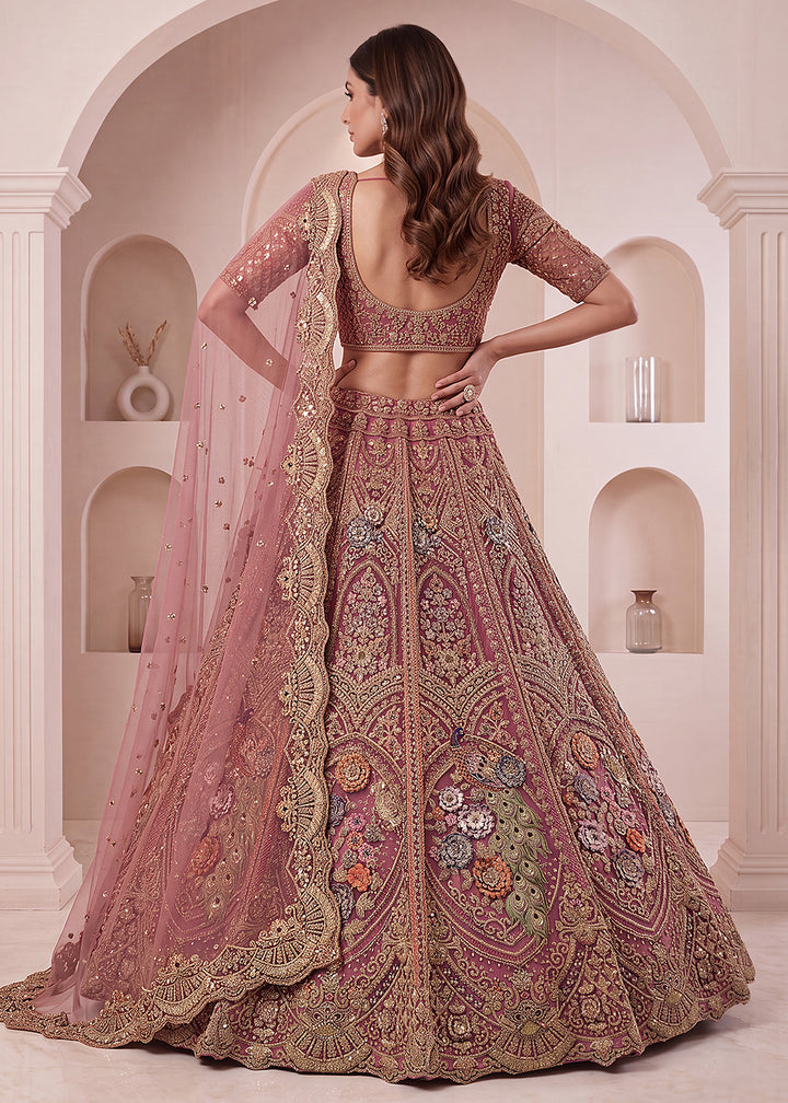 Buy Now Pink Premium Heavy Embroidered Bridal Lehanga Choli Online in US, UK, Canada, France, Italy, Germany, Sweden, Austria, UAE &amp; Worldwide at Empress.