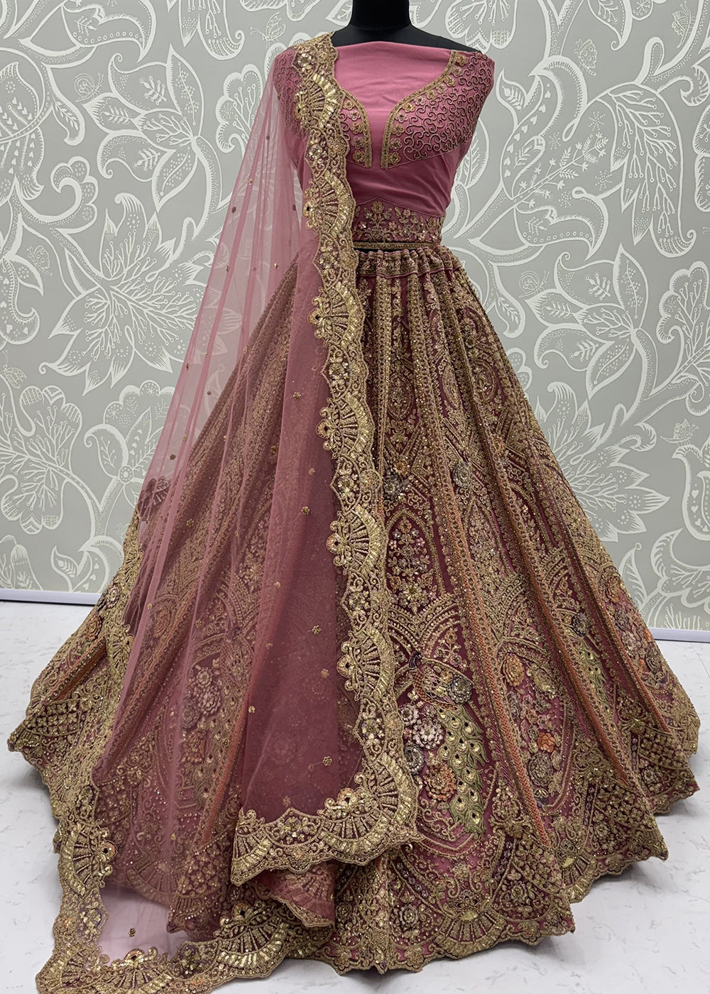 Buy Now Pink Premium Heavy Embroidered Bridal Lehanga Choli Online in US, UK, Canada, France, Italy, Germany, Sweden, Austria, UAE &amp; Worldwide at Empress.