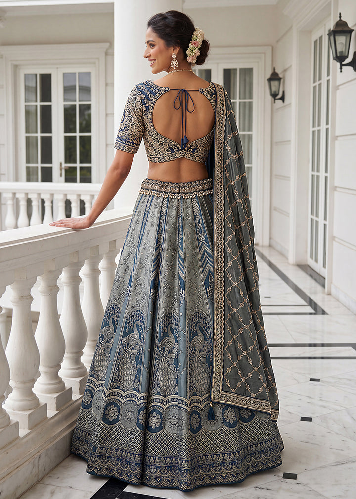Buy Now Royal Blue Heavy Embroidered Bridesmaids Lehenga Choli Online in US, UK, Canada, France, Italy, Germany, Sweden, Denmark, UAE &amp; Worldwide at Empress.