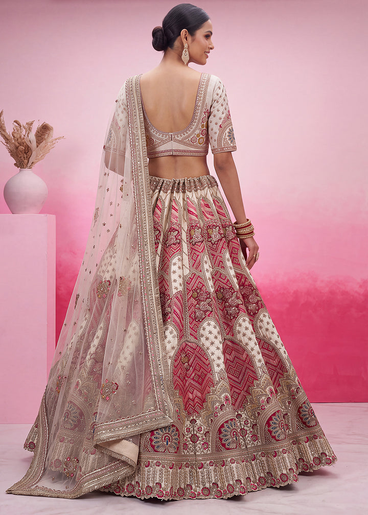 Buy Now White Hand Crafted Mirror Traditional Bridal Lehenga Choli Online in US, UK, Canada, France, Italy, Germany, Sweden, Austria, UAE &amp; Worldwide at Empress.