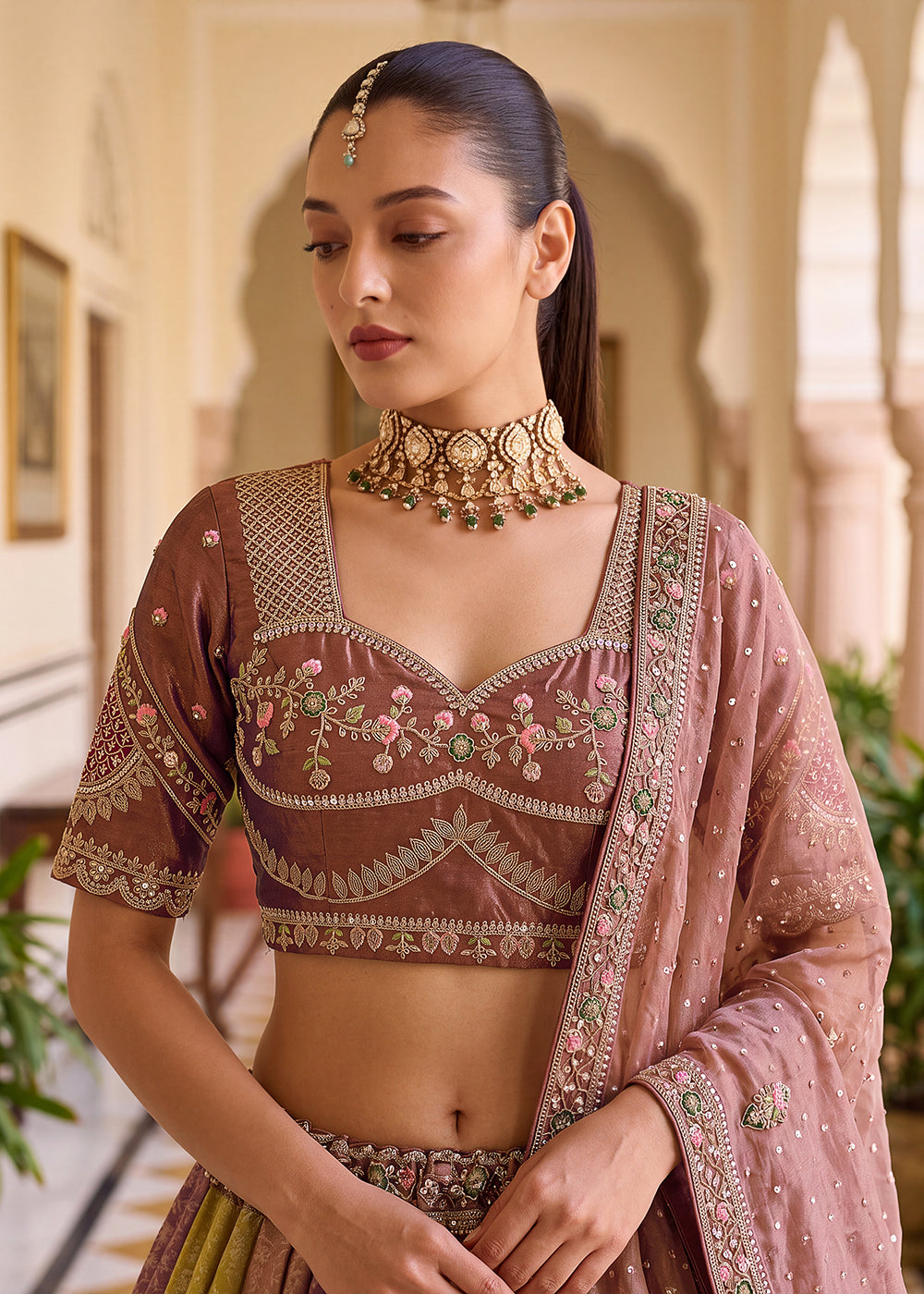 Buy Now Pastel Multicolor Designer Wedding Wear Lehenga Choli Online in US, UK, Canada, France, Italy, Germany, Sweden, Switzerland, UAE & Worldwide at Empress.
