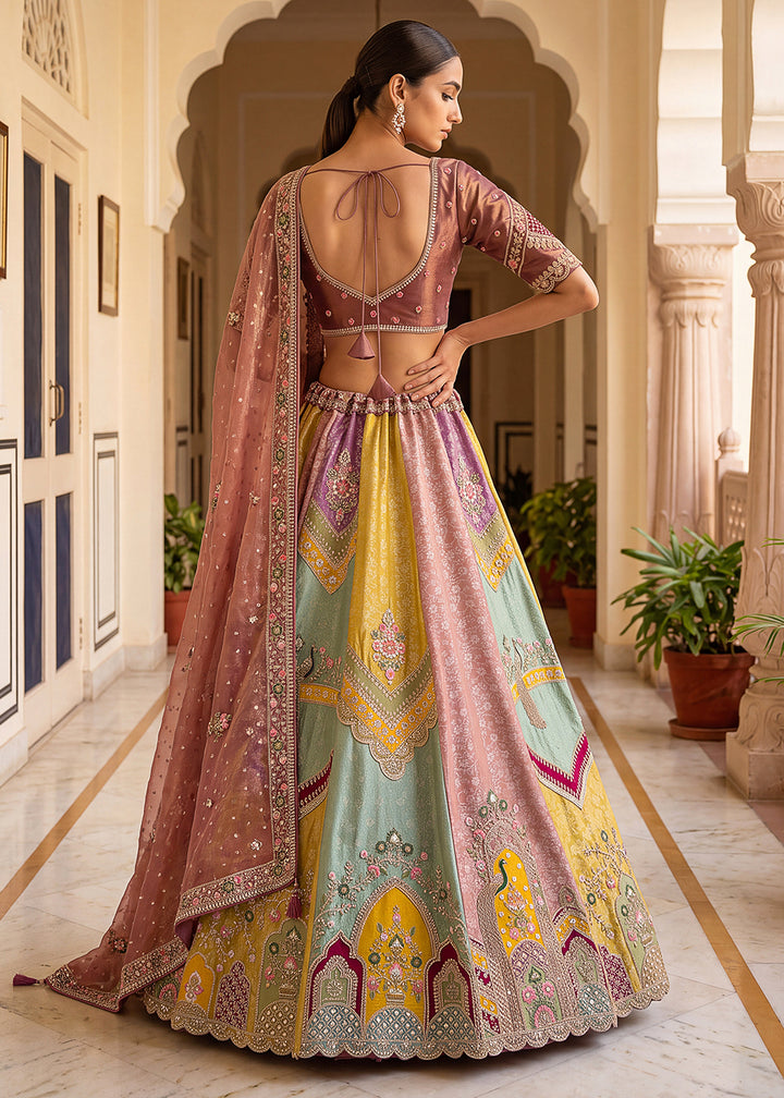 Buy Now Pastel Multicolor Designer Wedding Wear Lehenga Choli Online in US, UK, Canada, France, Italy, Germany, Sweden, Switzerland, UAE &amp; Worldwide at Empress.