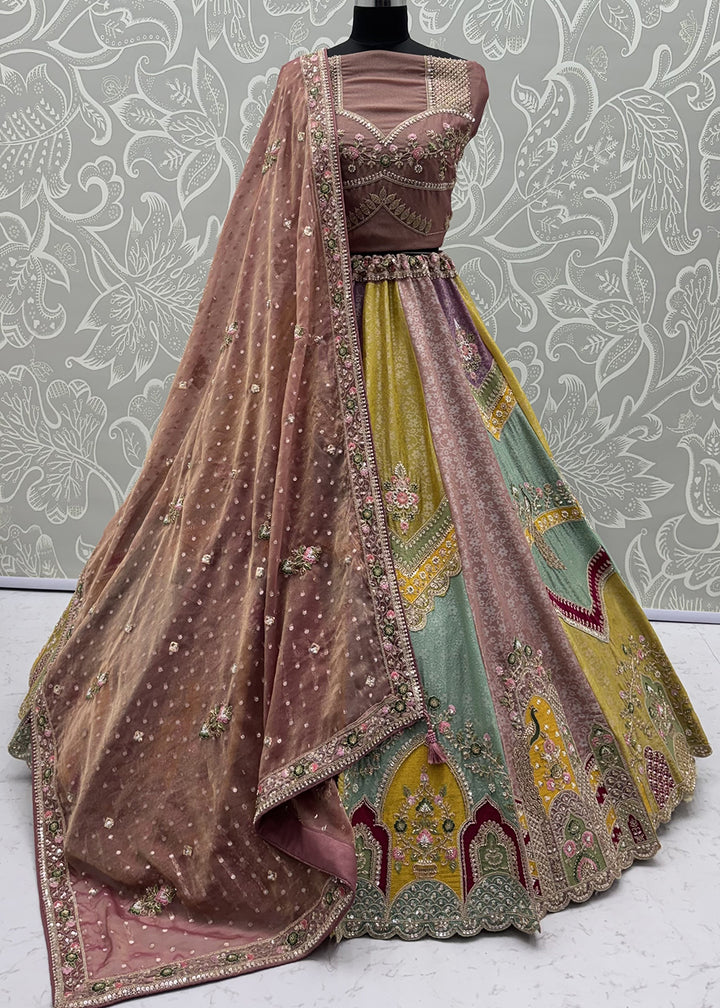 Buy Now Pastel Multicolor Designer Wedding Wear Lehenga Choli Online in US, UK, Canada, France, Italy, Germany, Sweden, Switzerland, UAE &amp; Worldwide at Empress.