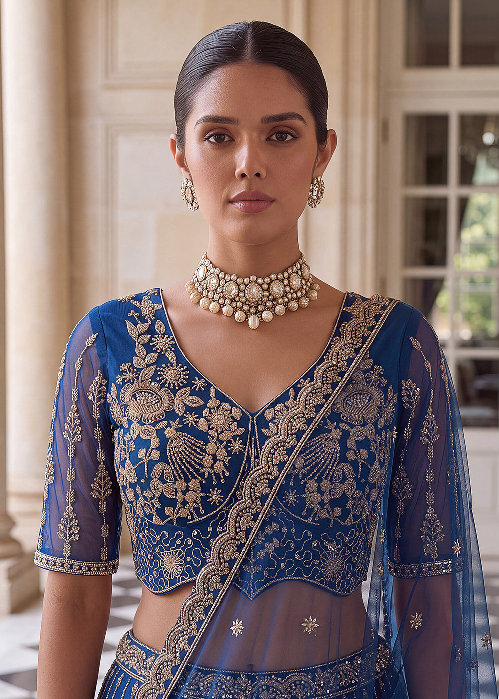 Buy Now Attractive Designer Shaded Blue Party Wear Lehenga Choli Online in US, UK, Canada, France, Italy, Germany, Sweden, Denmark, UAE & Worldwide at Empress.