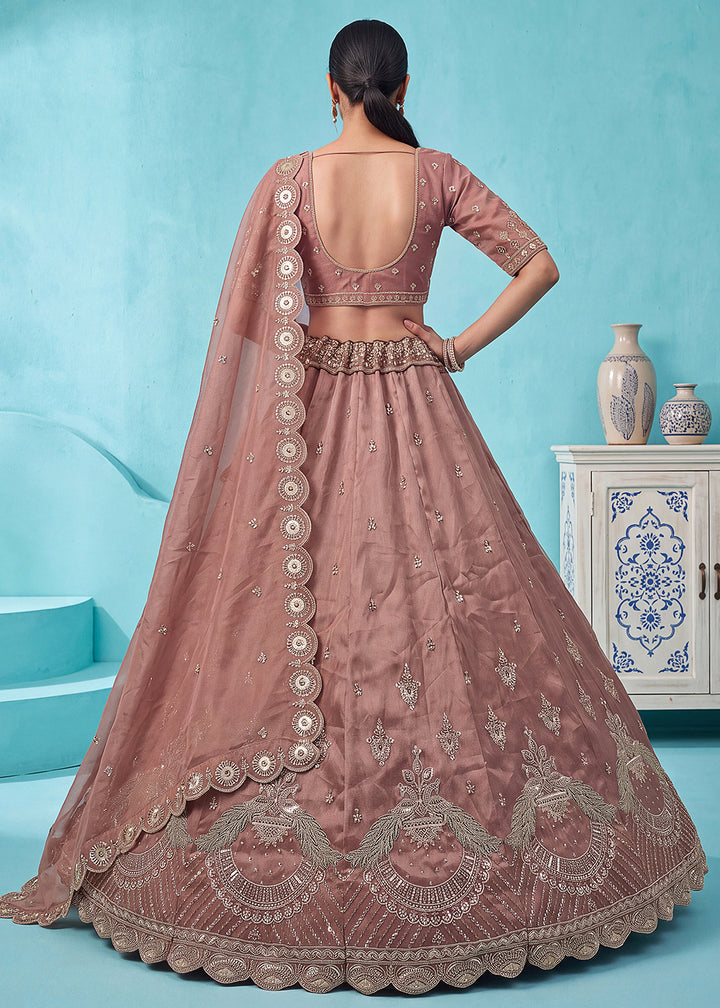 Buy Now Beautiful Pink Handwork &amp; Crystal Beads Party Lehenga Choli Online in US, UK, Canada, France, Italy, Germany, Sweden, Denmark &amp; Worldwide at Empress.