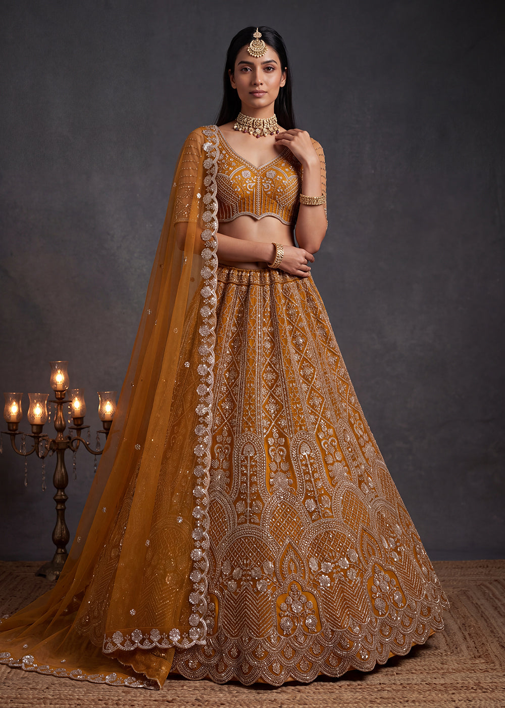 Shop Now Amazing Rust Designed Wedding Wear Lehenga Choli Online in USA, UK, Canada, France, Germany, Austria, Australia, Italy, Denmark & Worldwide at Empress.