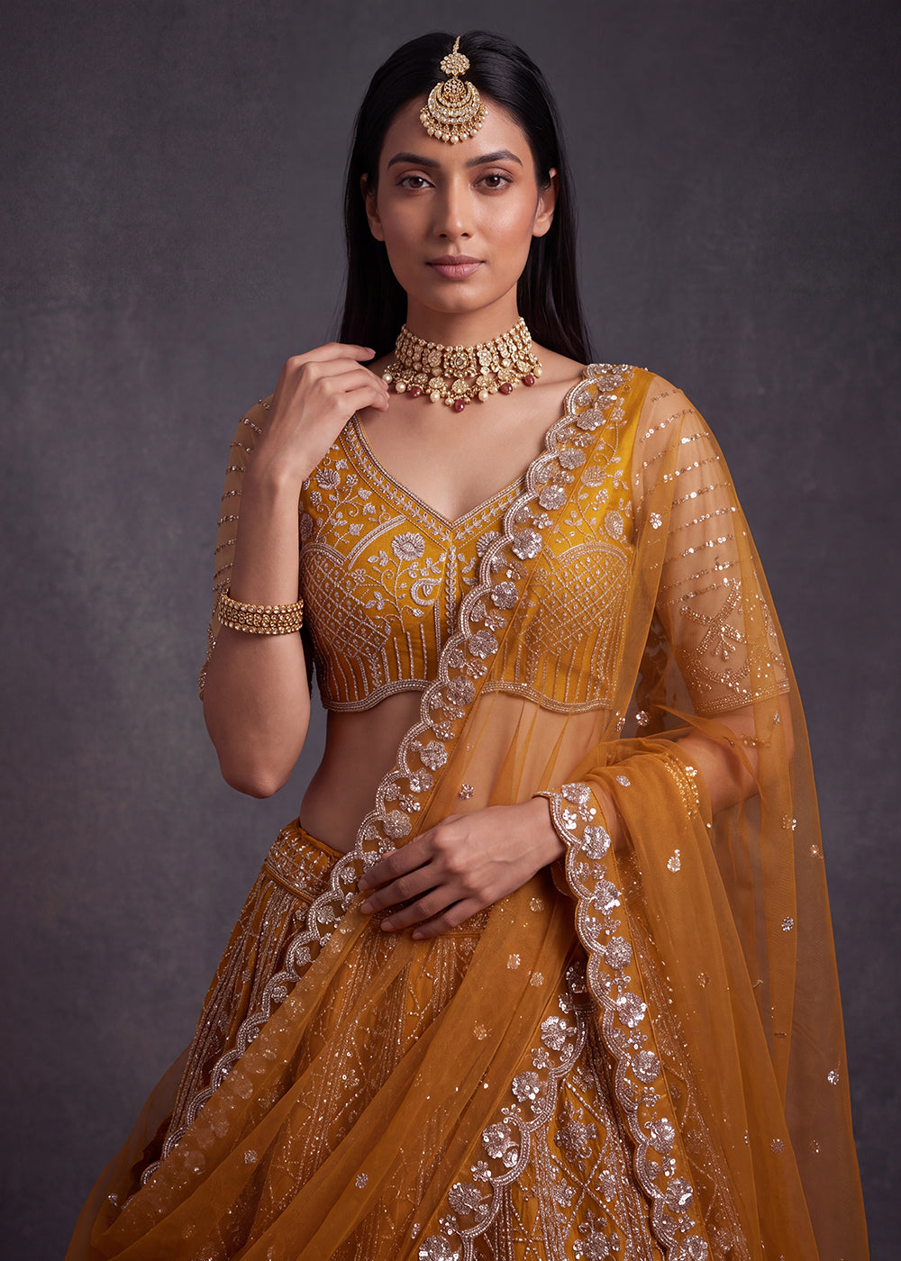 Shop Now Amazing Rust Designed Wedding Wear Lehenga Choli Online in USA, UK, Canada, France, Germany, Austria, Australia, Italy, Denmark &amp; Worldwide at Empress.