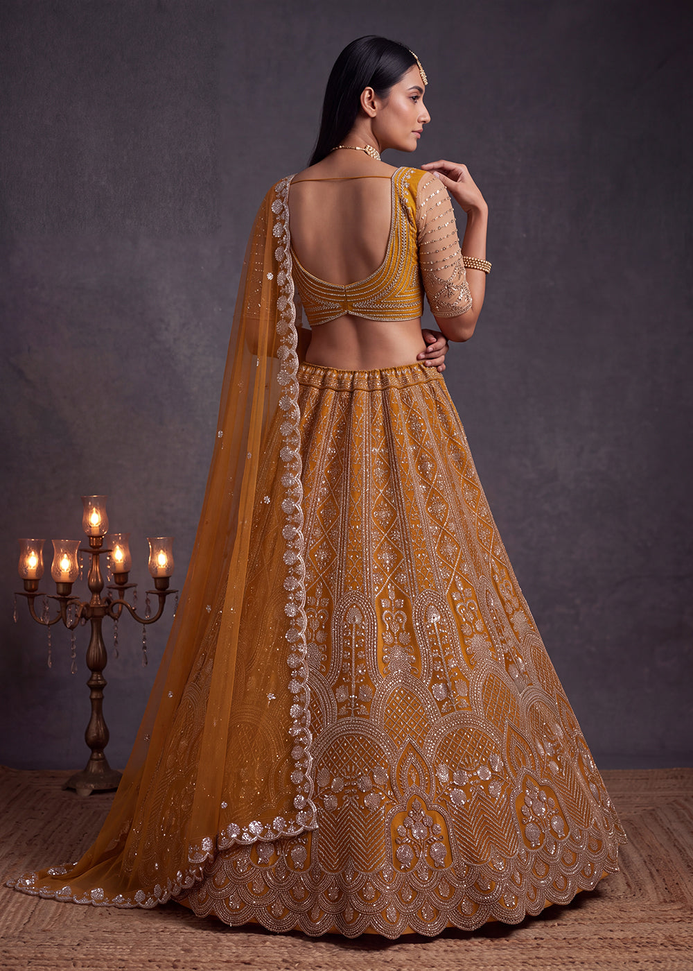 Shop Now Amazing Rust Designed Wedding Wear Lehenga Choli Online in USA, UK, Canada, France, Germany, Austria, Australia, Italy, Denmark &amp; Worldwide at Empress.