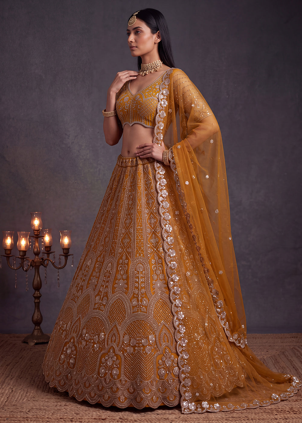Shop Now Amazing Rust Designed Wedding Wear Lehenga Choli Online in USA, UK, Canada, France, Germany, Austria, Australia, Italy, Denmark &amp; Worldwide at Empress.