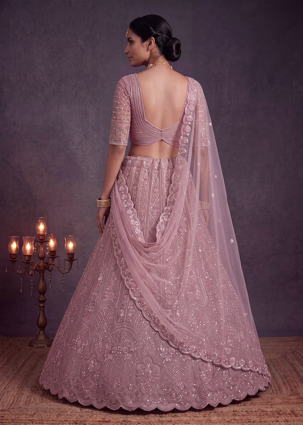 Shop Now Amazing Pink Designed Wedding Wear Lehenga Choli Online in USA, UK, Canada, France, Germany, Austria, Australia, Italy, Denmark &amp; Worldwide at Empress.